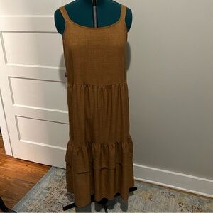 Ces Femme Burnt Orange Brown Pilgrim Layered Tank Dress